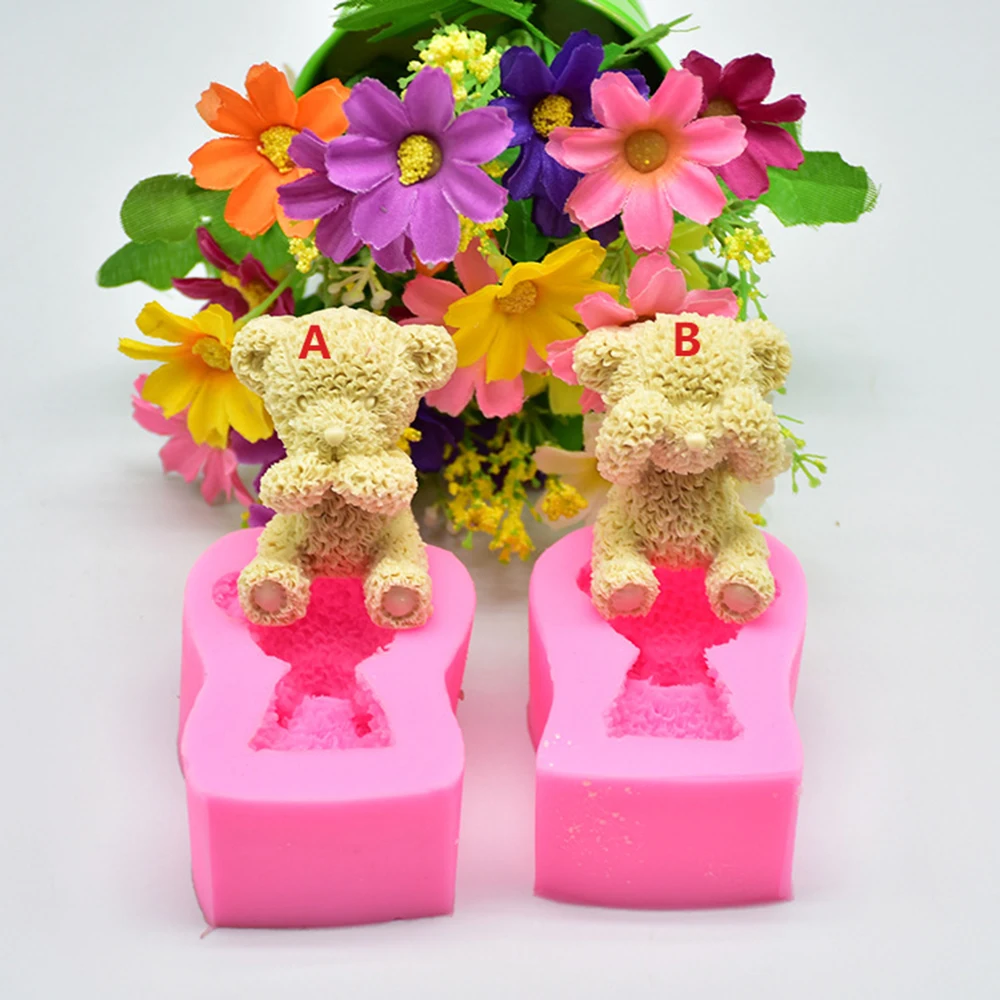 Крышка для рта крышка глаз милые плюшевые медведи силиконовая форма украшение