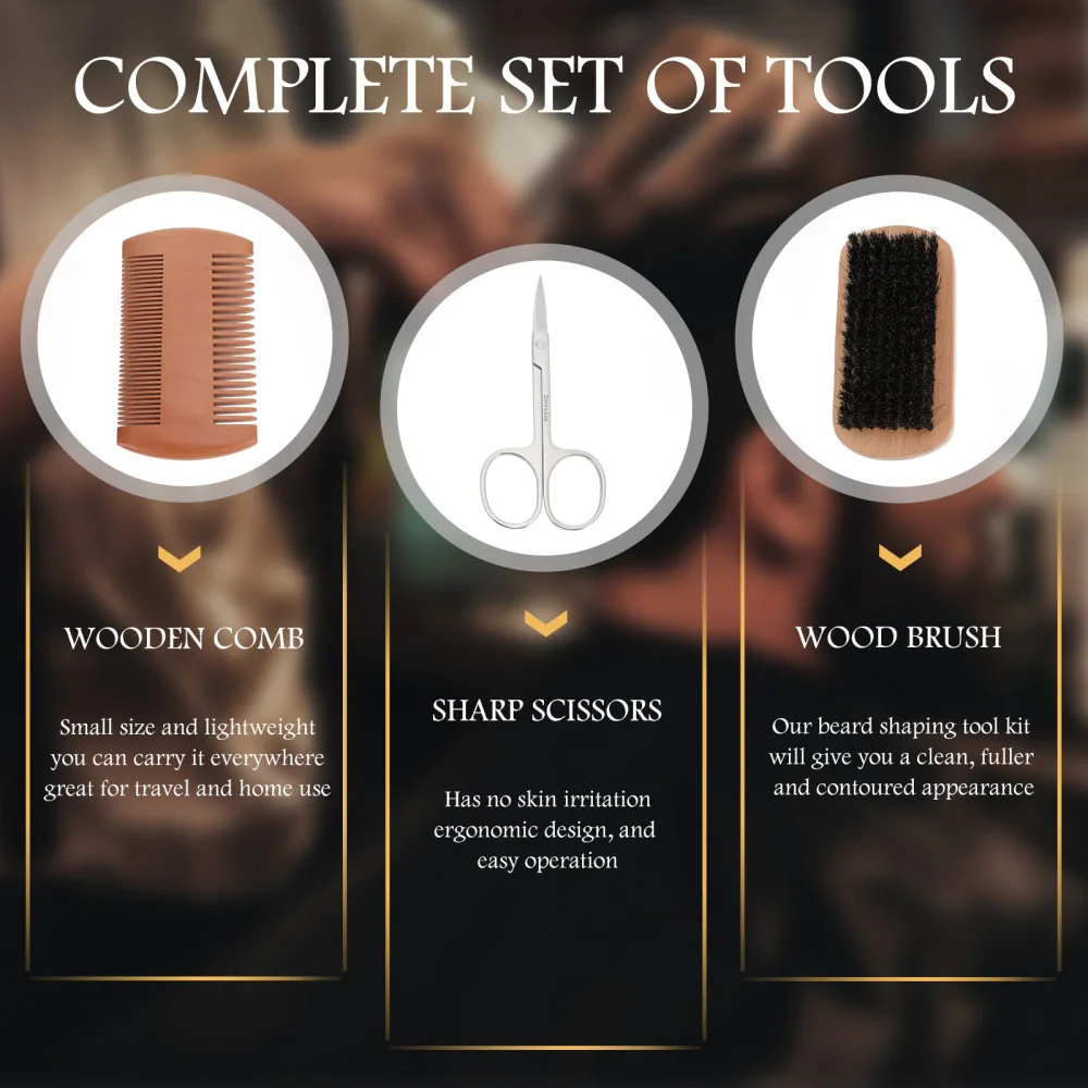 

1 Set of Beard Combing Set Beard Double Sided Beard Combing Trim Cleaning Care
