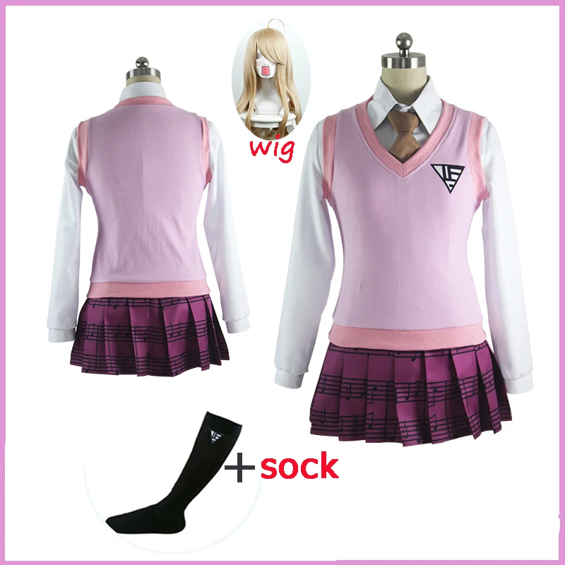 

Danganronpa V3: Killing Harmony Akamatsu Kaede JK School Uniform Shirt Sweater Skirt Outfit Games Cosplay Costumes