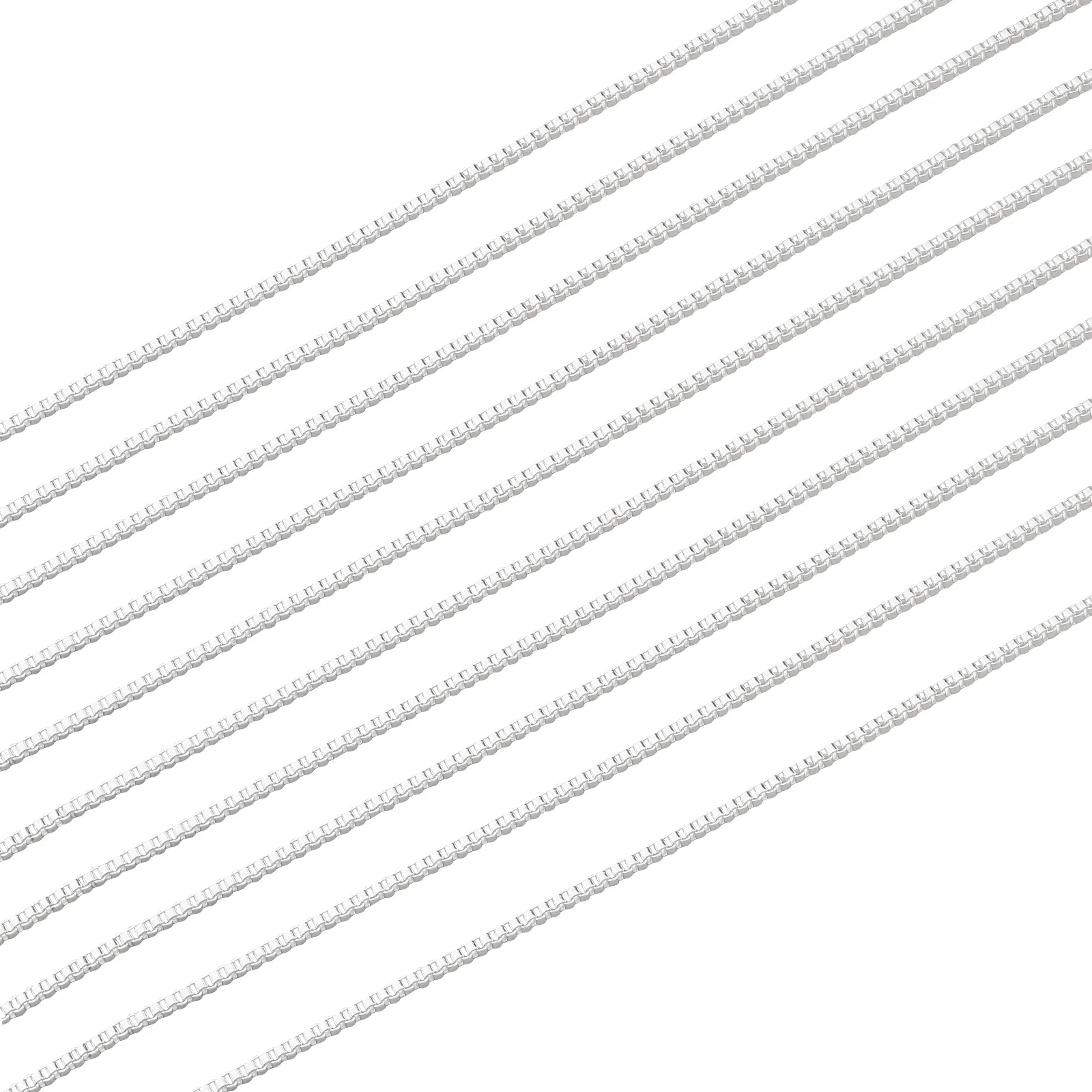 

16-30 Inch 925 Sterling Silver Color Jewelry Box Necklace Jewelry Silver Necklace Chains 10Pcs 2MM