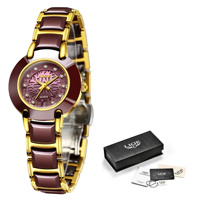 

LIGE Fashion Women Watches Gold Ladies Bracelet Couple Watch Reloj Mujer 2020 New Creative Waterproof Quartz Watches For Women