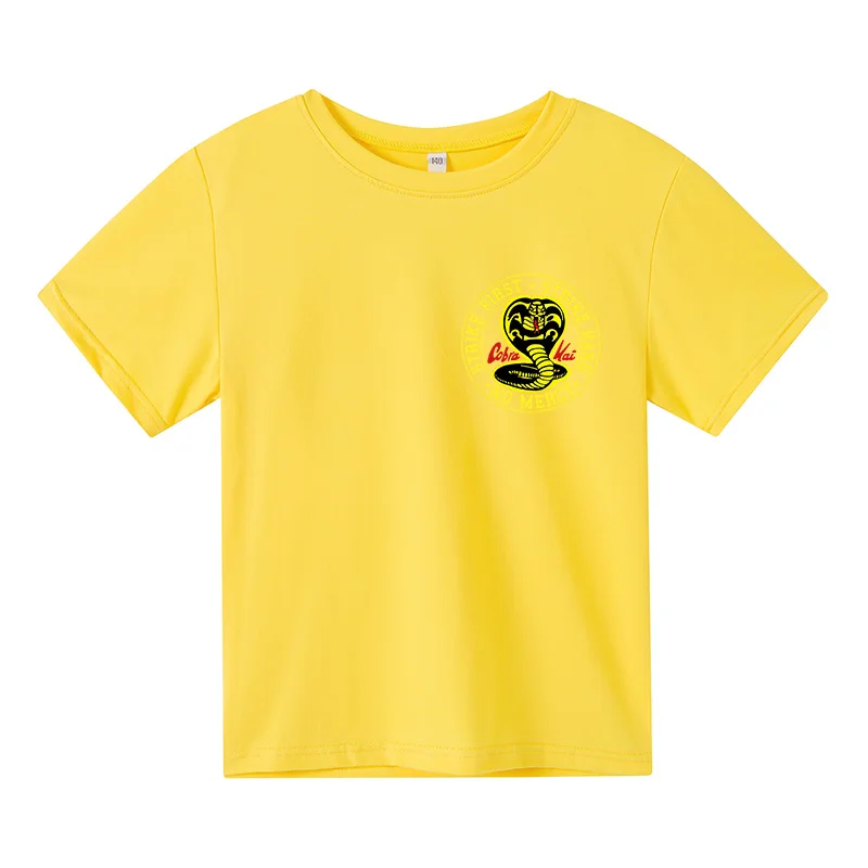 

2021 New Cobra Kai T Shirt Kawaii Summer Tops Cartoon T-shirt Boys&Girls Karate Cobra Graphic Tees Hip Hop Funny T shirt
