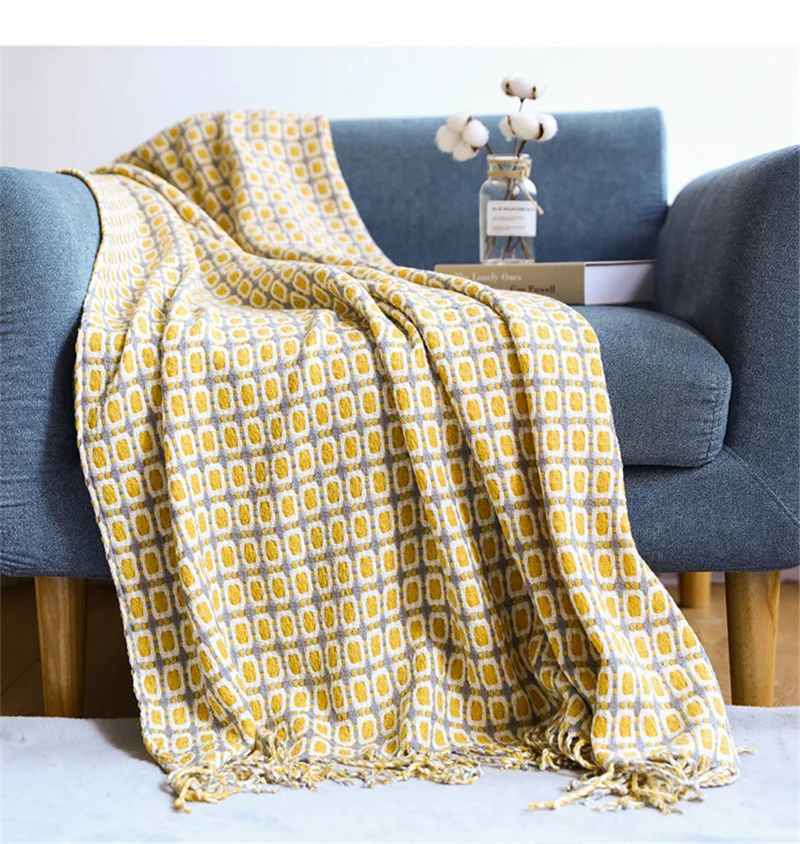 

Nordic Knitted Blanket for Beds Throw Blanket For Sofa Office Air Conditioning Leisure Nap Cover Blanket With Tassels Tapestry