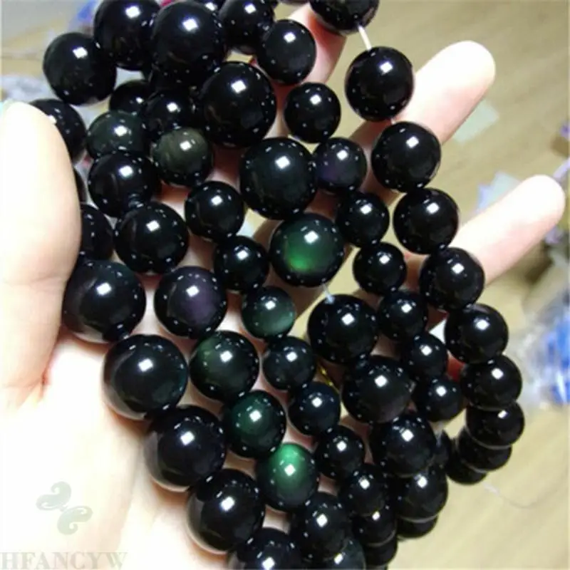 

20mm 1pcs Exquisite Rainbow Obsidian Diy Hand Made Chain Pine Beads 15 Inches Gift Party Cultured Simple Diy