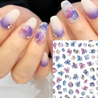 1pcs butterfly mix flower patterns 3d nail sticker daisy dried flower design nail decals template diy decoration accessory