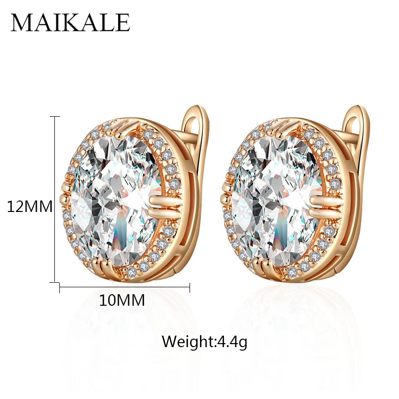 MAIKALE, Классические круглые серьги-гвоздики для женщин, большие кубические циркониевые бусины, позолоченные серебряные серьги, модные ювелирные изделия, подарки