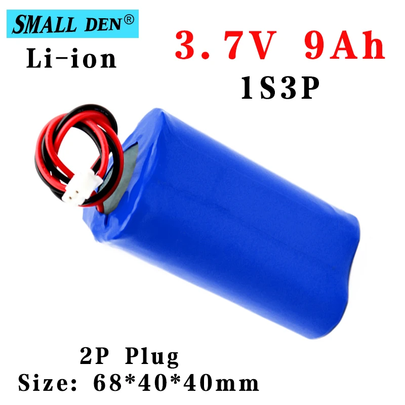

3.7V 9Ah 18650 Li-ion 9000mAh rechargeable battery pack with built-in BMS, used for speakers, Bluetooth, GPS, toy batteries