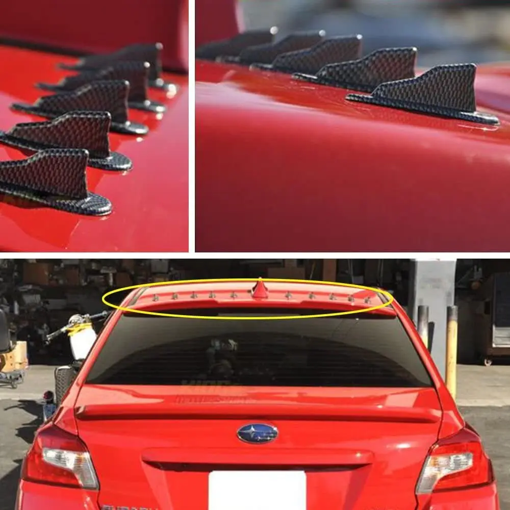 

10pcs/Set Car Roof Fin Car Spoiler Universal Tuning Roof Diffuser Shark Fins Spoiler Wing Kit Air Vortex Generator Carbon Fiber