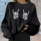 Черная Толстовка со скелетом и круглым вырезом, модная Осенняя свободная толстовка, худи в стиле Харадзюку, пуловер, женские толстовки, одежда 2021
