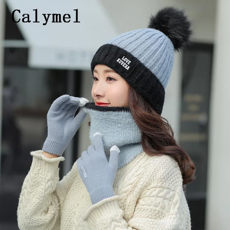 Calymel новинка 2019 осенняя и зимняя шапка женский шарф перчатки набор шерсть вязаная