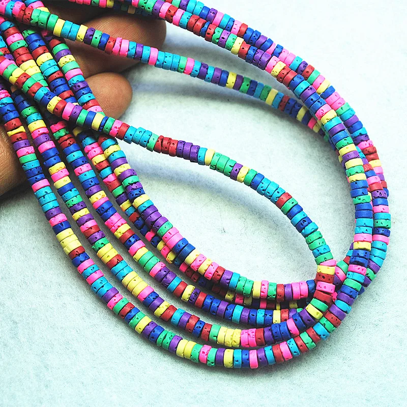 

15" Length natural lava stone disc shape beads valcono beads accessories abacus shape 4x2mm 6x2mm 8x2mm for women bracelets make