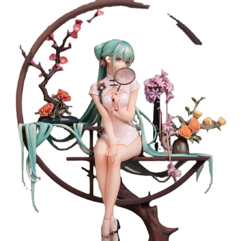 

25cm Anime Hatsune Miku Cheongsam Hatsune 1/7 sitting posture Virtual singer Action Figure kawaii decor toys for girls gift