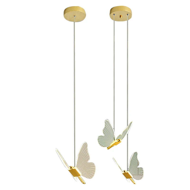 

Creative Butterfly Pendant Lamp For Bedroom Bedside Lighting Bar Living Room Long Cable Suspension LED Hanging Light
