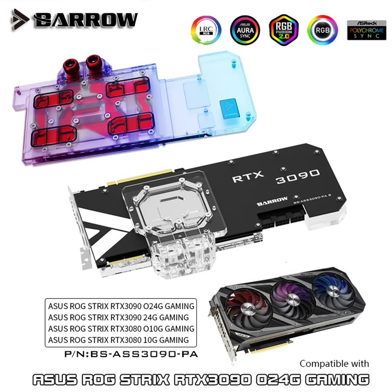 Курган графика карта GPU воды блок для ASUS ROG STRIX 3090/3080 с полным покрытием из VGA M/B 5V ARGB