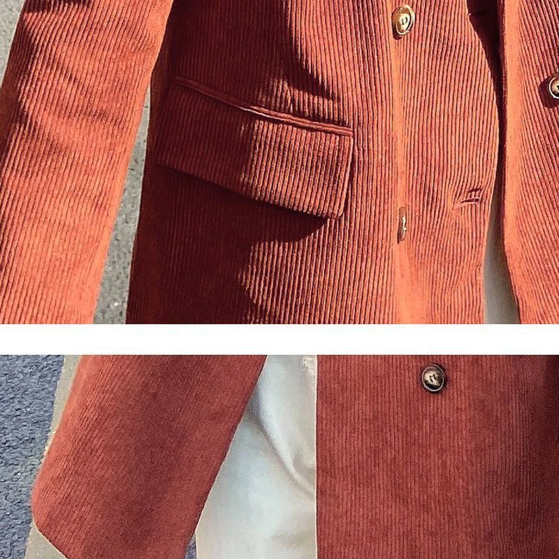 Женский вельветовый Блейзер Sungtin двубортный свободный офисный большого размера