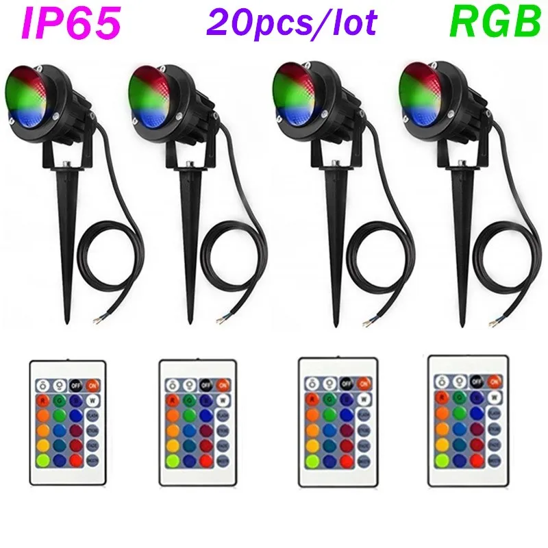DHL 10 Вт COB RGB AC85 265V DC12V садовый светильник Открытый Светодиодный газонный с пультом