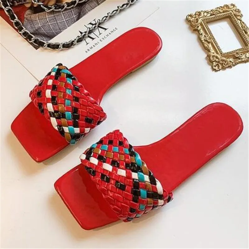 

Large size flat woven platform slippers womens summer new breathable women bottom sandals casual fashion women's shoes slides