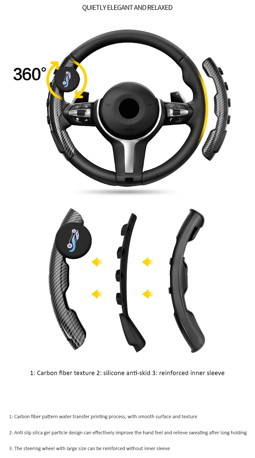 

Automobile steering booster, automobile direction assist, anti-skid with aromatherapy rotation, general type