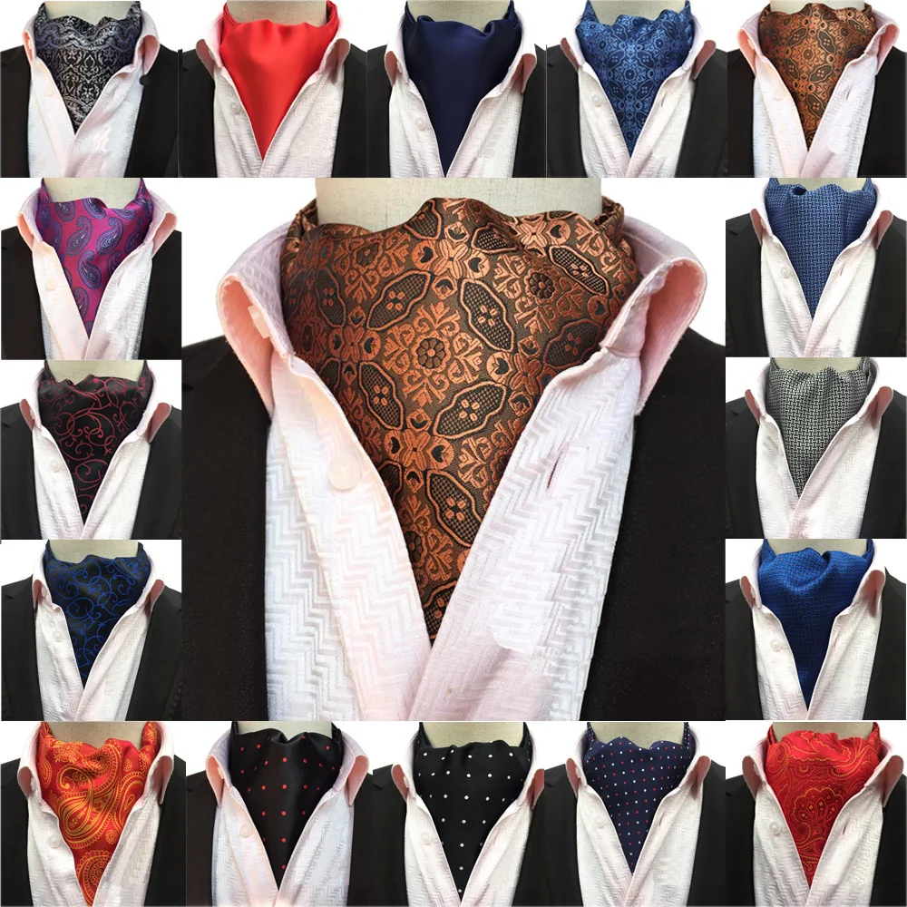 Мужской Высококачественный галстук в горошек с узором пейсли Аскот шарфы