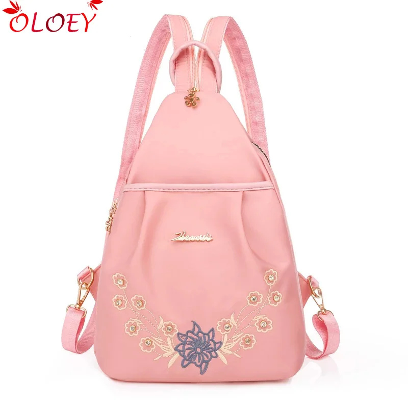 

Multifunction Backpack for Women 2020 High Quality Nylon Female Rucksacks Fashion Flower Embroidery Design Small Women Backpack
