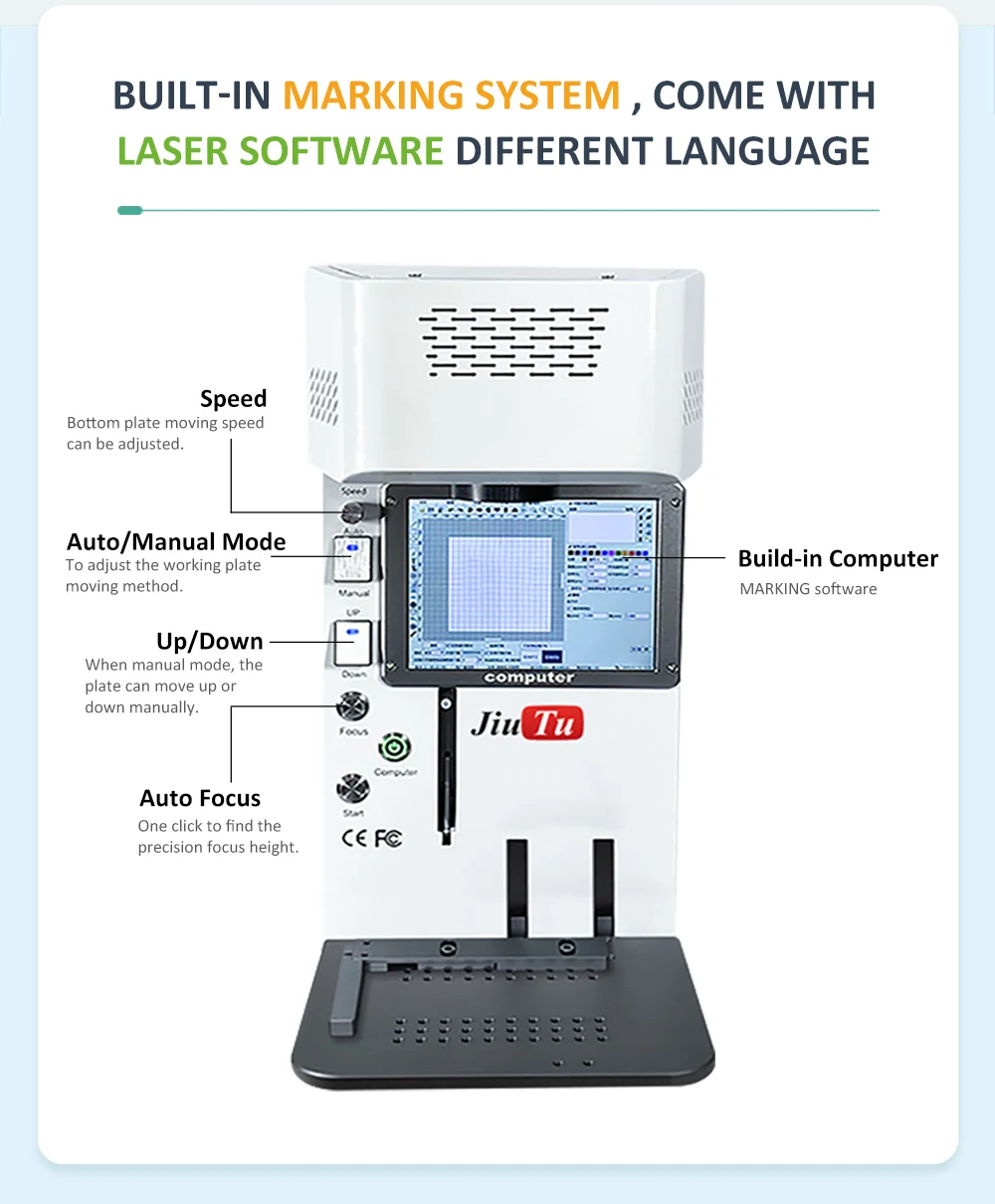 Волоконно лазерная маркировочная машина Автоматическая задняя Стекло лазерный