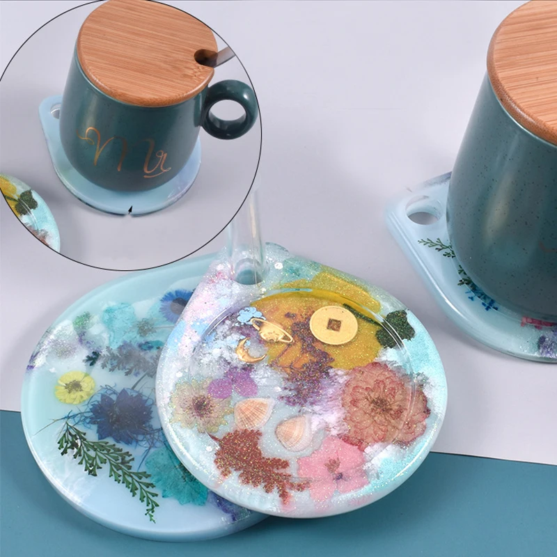 

Coaster Mould uEpoxy Molds DIY Crystal Epoxy Mould Positive and Reversed Water Drop Coaster Table Silicone Molds