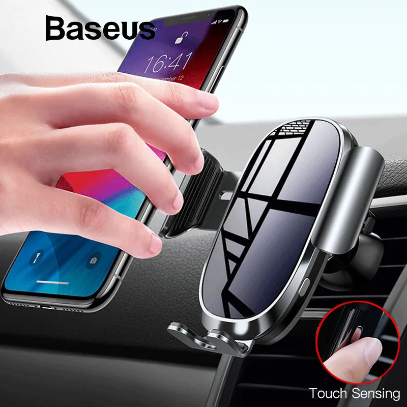 Автомобильный держатель для телефона Baseus для iPhone 11, samsung, крепление на вентиляционное отверстие, интеллектуальный сенсорный датчик, держатель для мобильного телефона, подставка