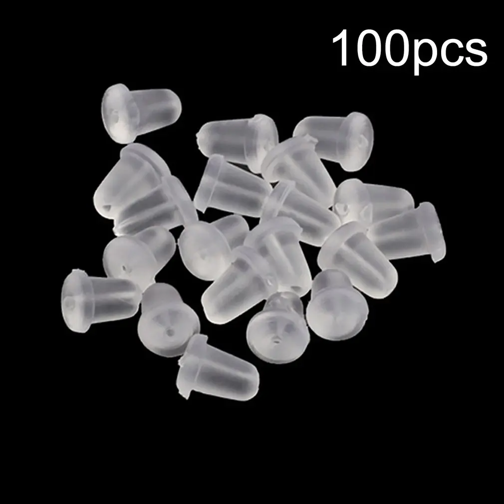 Круглые резиновые застежки для сережек-гвоздиков прозрачные ушей 100 шт./лот |