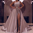 Соблазнительные вечерние платья с разрезом и блестками, женская одежда на заказ, съемная юбка, атласные модные вечерние официальные платья