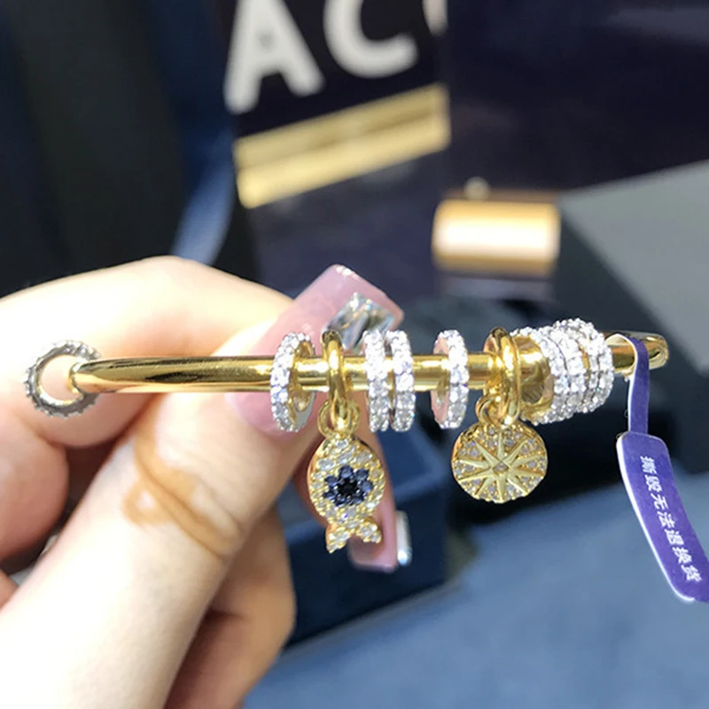 Модный шарм из стерлингового серебра копия 1:1 рыба и раздвижные кольца Открытый