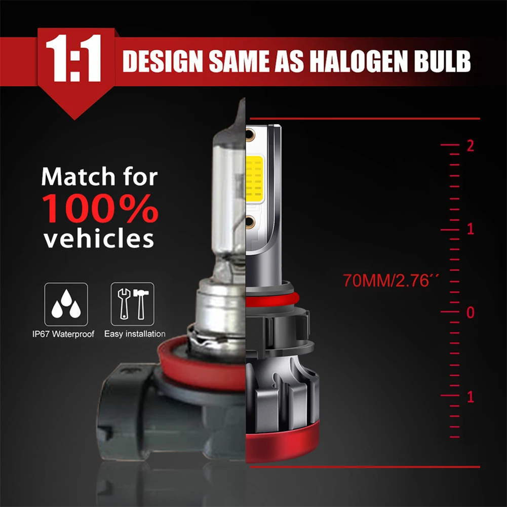 

EV19-9005/9006/H8/H9/H11-DOB LED Fog Light Bulbs Super Bright LED Light Bulb 3000K