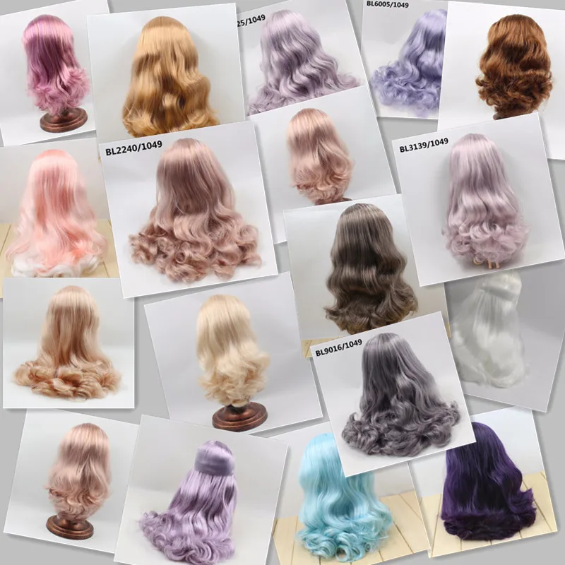 Для куклы Blyth ледяной парик с куполом, золотистые фиолетовые серые волосы, белый натуральный загар темно-супер черный парик для волос, игрушка подарок для девочек