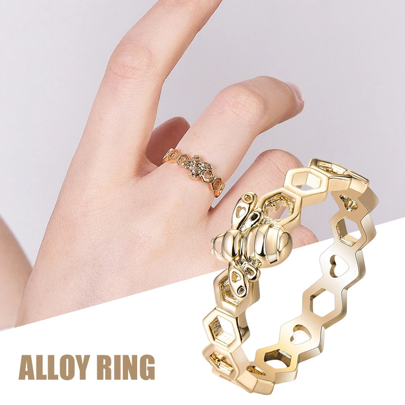

Luxury Honeybee Rings Hollow Honeycomb Rings For Women Girl Jewelry Gift for Birthday Christmas LL@17
