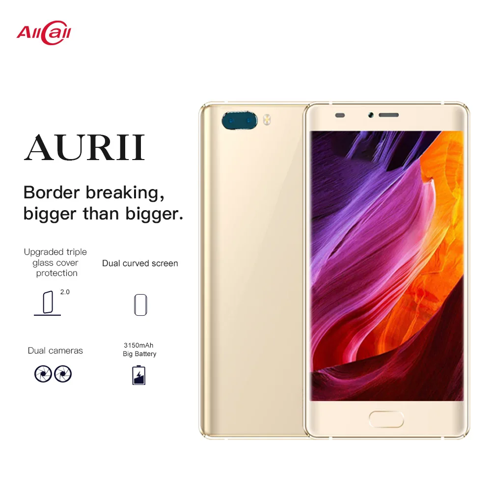 Оригинал AURII ram 1 Гб rom 16 Смартфон Две задней камеры 5 ''Android 7 MTK6580A