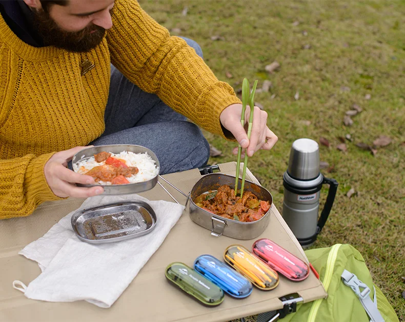 Naturehike Заводская портативная уличная посуда 3 в 1 набор столовых приборов для путешествий Складная ложка палочки вилка набор посуды
