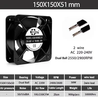 1pcs sxdool 150mm ac 220v 240v fan dual ball 15cm 15050 150x150x50mm industrial cabinets chassis case cooling fans metal frame