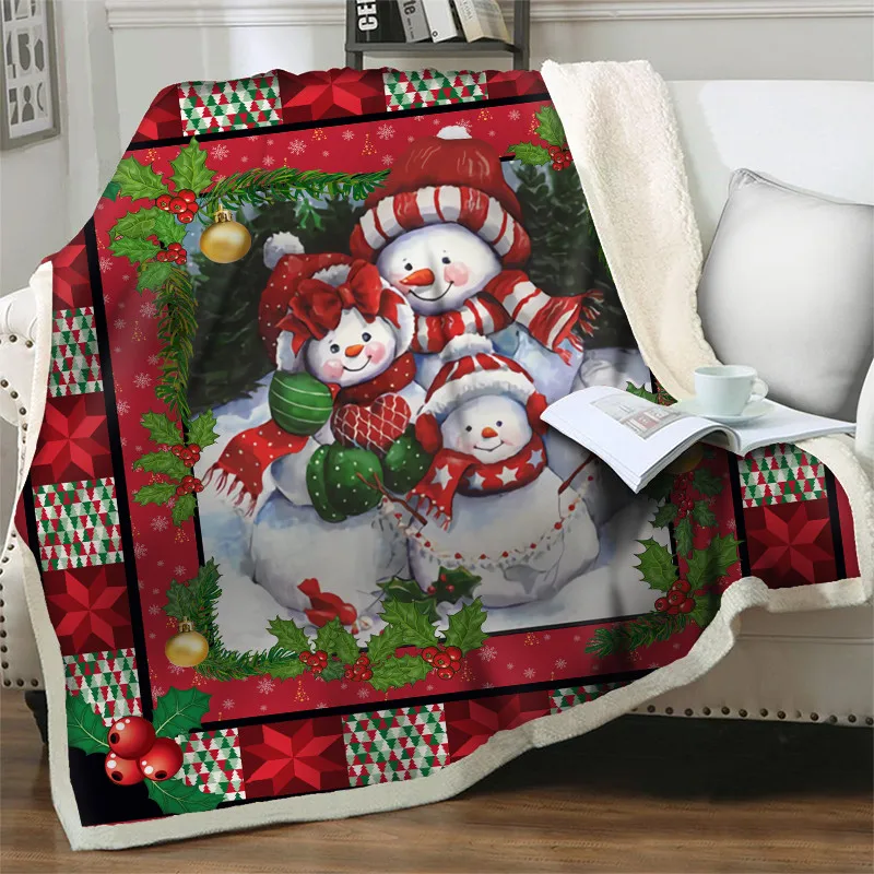 Xmas Plush Bedspreads Quilts Cover For Beds Sofa Couch Car