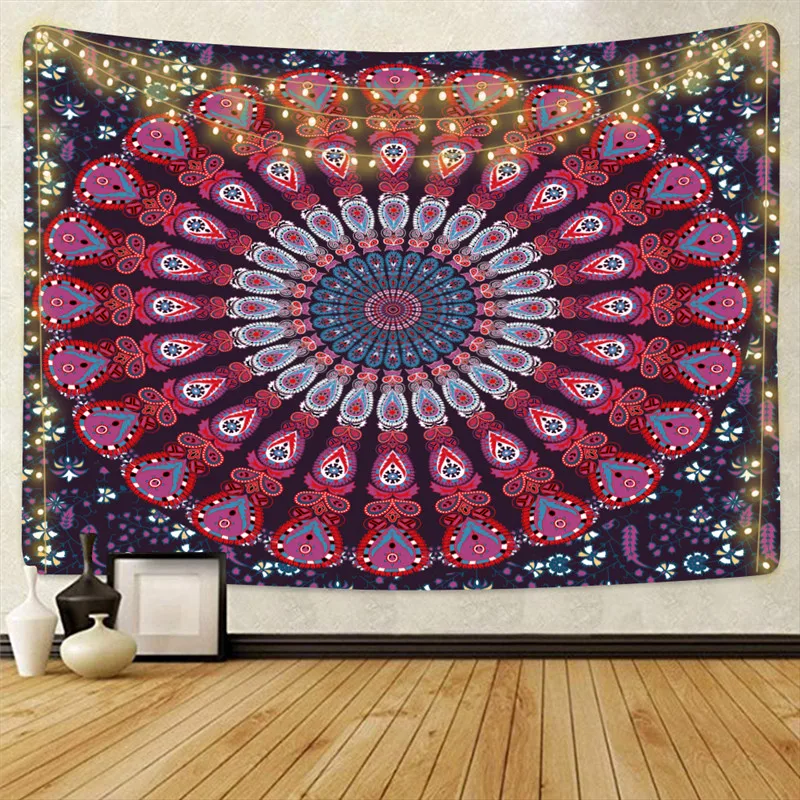 Дропшиппинг мандала настенный гобелен хиппи украшение дома из полиэстера Одеяло