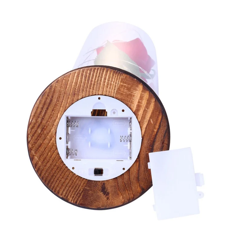 

2021 Valentine's Day Romantic Gift Simulation Rose Flower With Glass Dome LED Light String Household Decoration With Battery