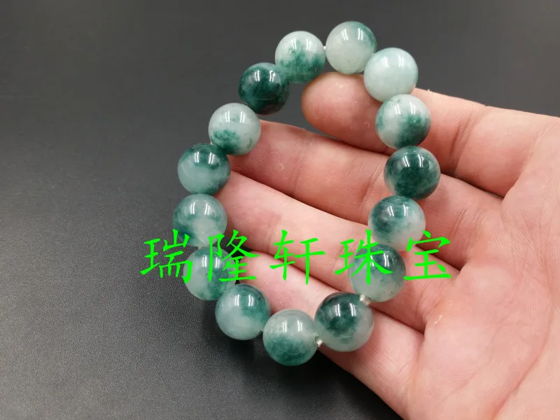 Natural Emerald Round Bead Bracelet Fashion emerald floating flower bracelet 14mm hand string Jades | Украшения и аксессуары