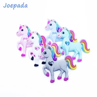 joepada 10pc lovely horse silicone teether beads bpa free for diy baby teething pacifier chain unicorn toy baby teether