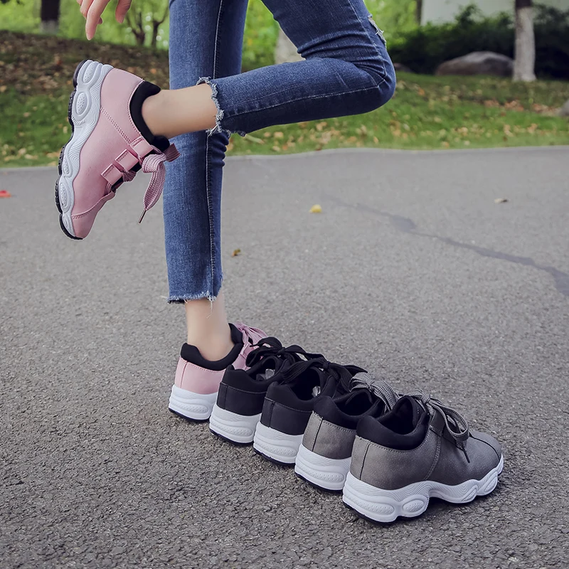 Женские спортивные кроссовки сетчатые дышащие на платформе толстая подошва