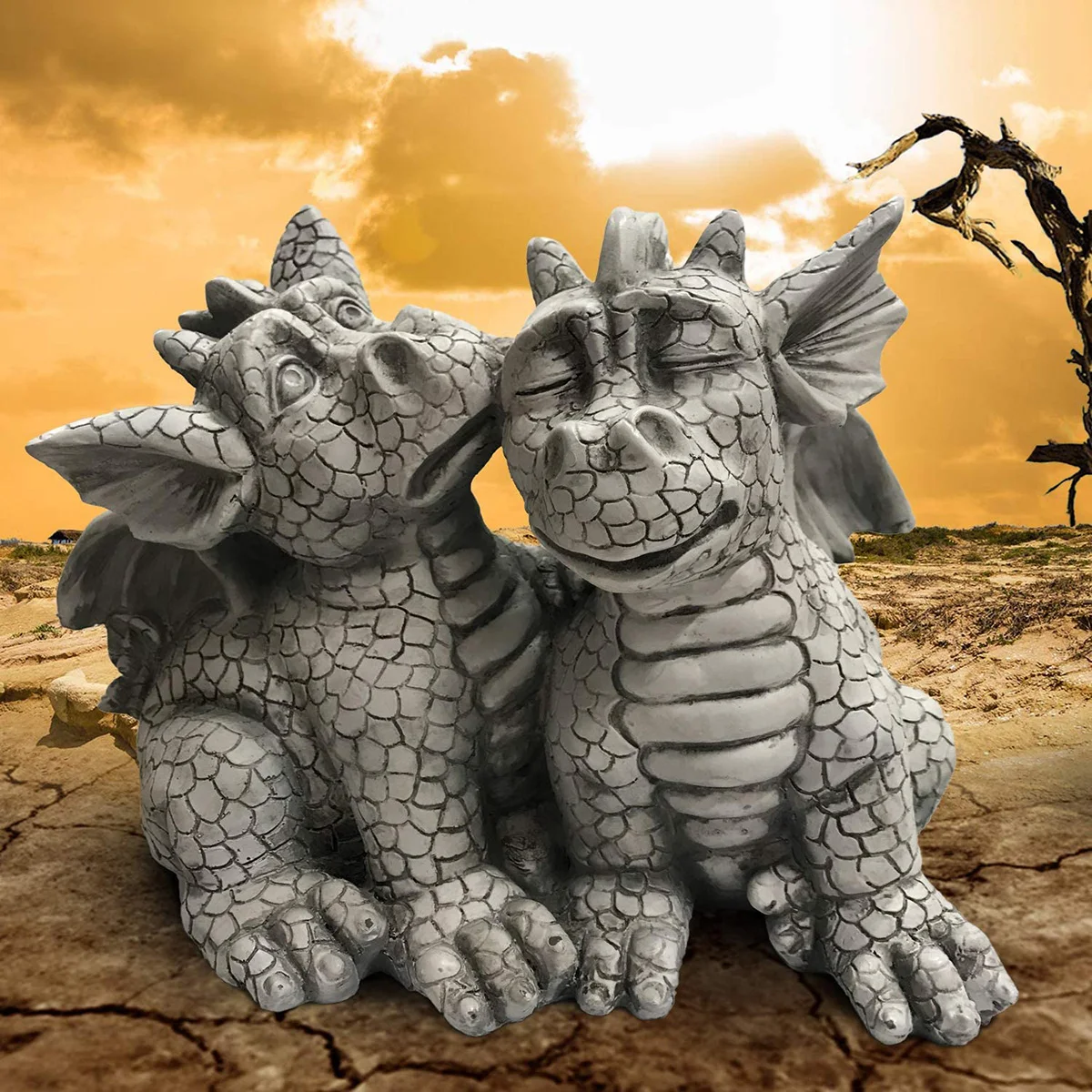 

Cute Baby Dragons Couple Decoration Outdoor Dragons Garden Statue For Home Garden Ornament WWO66