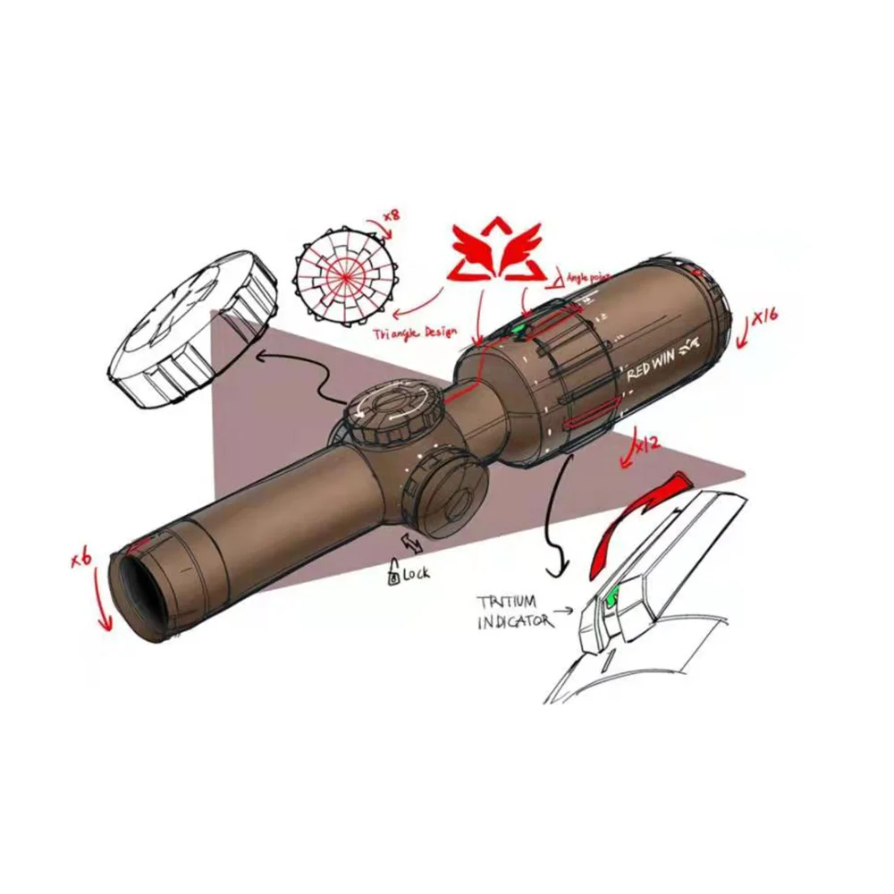 Винтовочный оптический прицел Red Win 1/2MOA Delta Wing HD AR с регулировкой крышки объектива