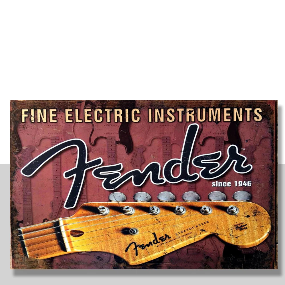

Fender Guitar, Retro metal Aluminium Sign vintage / Man Cave