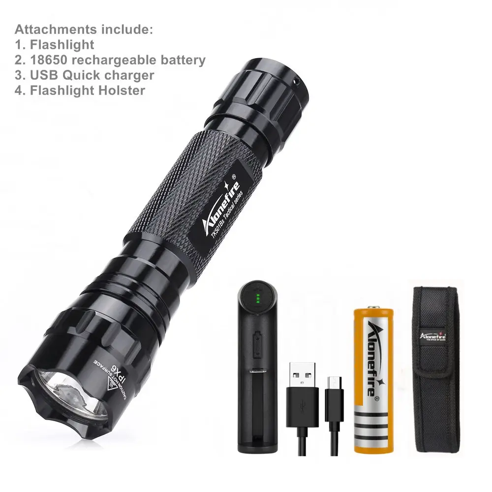 flashlight D AloneFire 501Bs CREE XML T6 L2 тактический светодиодный фонарь точечный фонарь для кемпинга охотничий фонарь 18650 перезаряжаемый аккумулятор - Испускаемый цвет: flashlight D