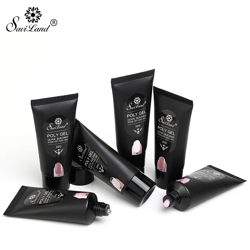 Твердый желеобразный полигель Saviland 30 г прозрачный строительный Гель лак для