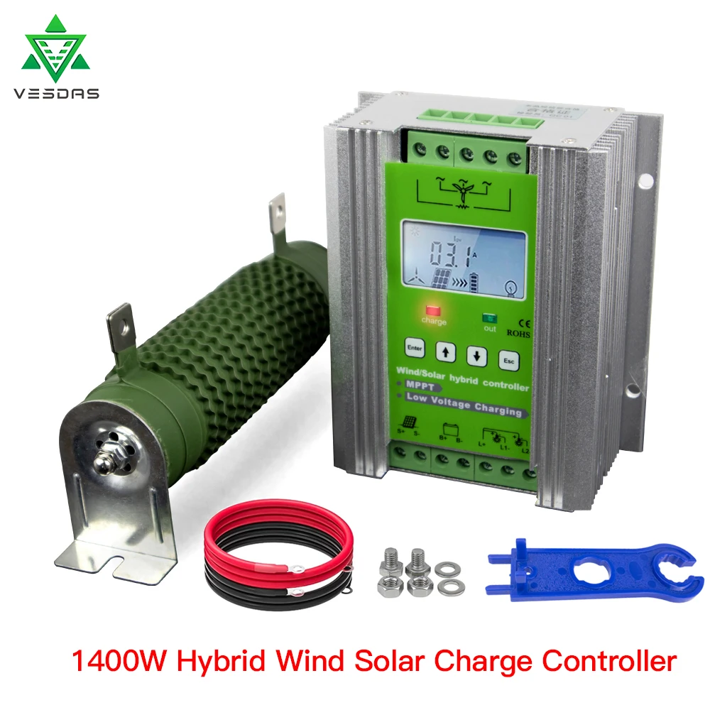 MPPT 1400w солнечный трекер ветровой гибридный контроллер заряда ШИМ 12V 24V регулятор