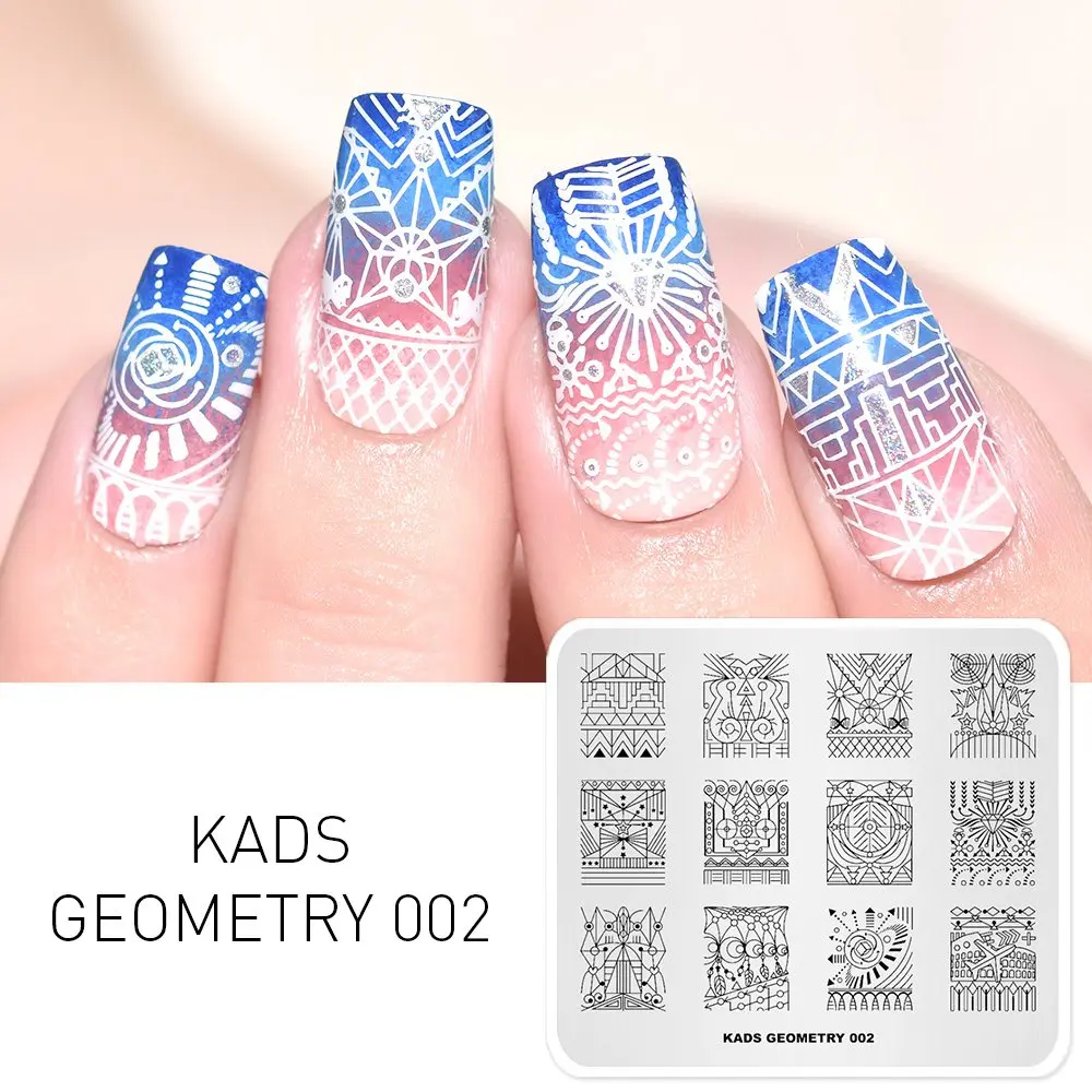 Geometry 002 KADS Стемпинг 34 дизайнов цветы живоные геометрический шаблон Пластины для стемпинга Штамп для ногтей Трафареты для ногтей для М - Цвет: Geometry 002