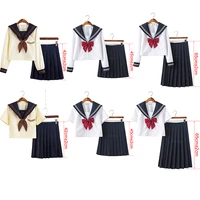 high school student summer uniform skirt cute girl sailor jk uniform pleated mini navy skirt length 45cm65cm